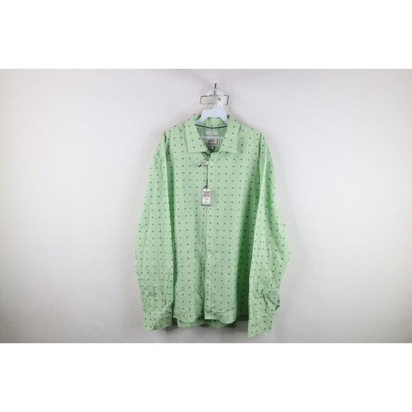 New Jos A Bank Mens 2XL Slim Fit Flower Stretch Collared Button Shirt Green - Picture 1 of 12